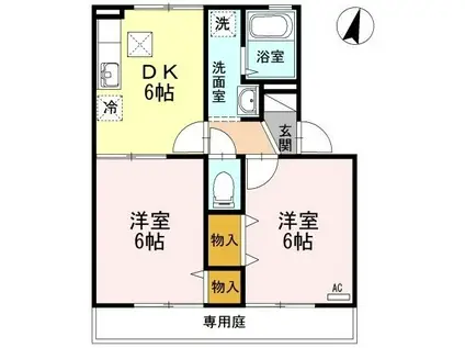 セトル福島(2DK/1階)の間取り写真
