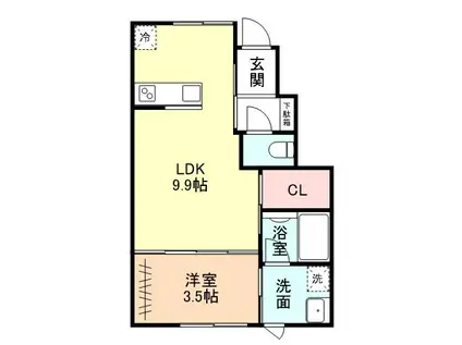 ＪＲ城端線 高岡駅 徒歩6分 2階建 築1年(1LDK/1階)の間取り写真