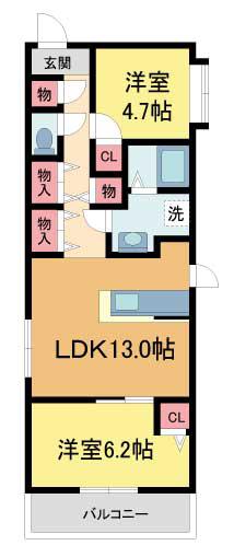 NISHINOMIYA・FRONT(1SLDK/4階)の間取り写真