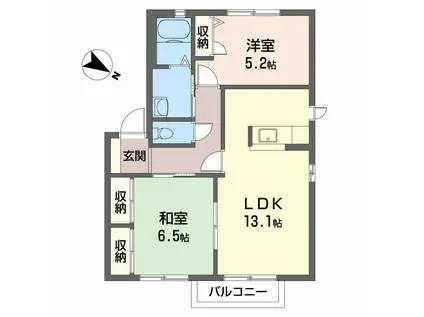ジュネスタウン(2LDK/2階)の間取り写真