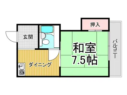 第5カシノハイツ(1K/1階)の間取り写真