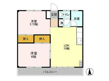 MBCハイツA(2LDK/1階)の間取り写真
