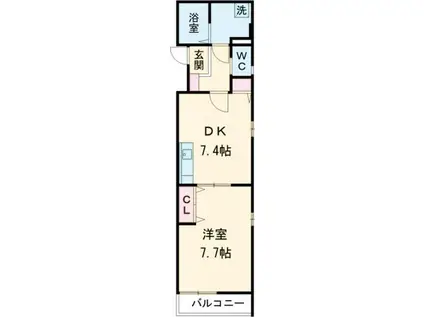 ノアール白須賀(1DK/3階)の間取り写真