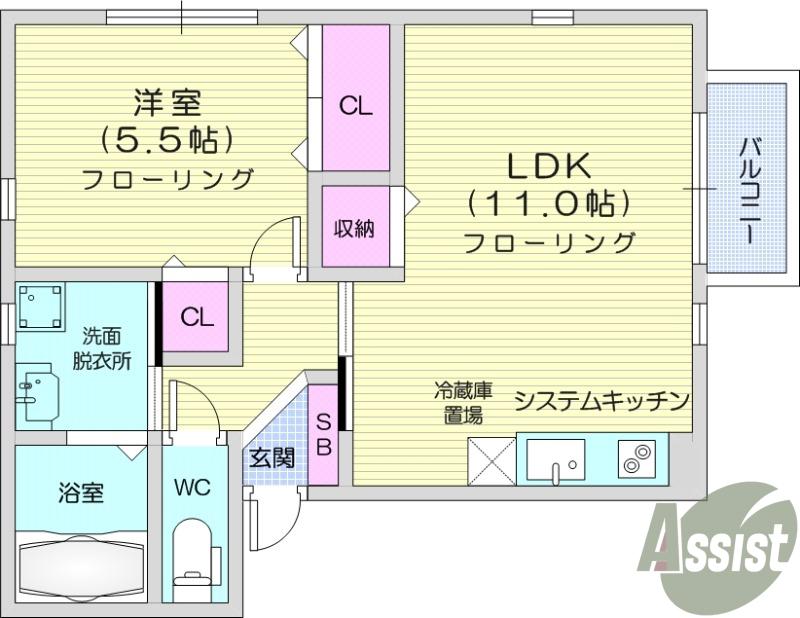 コフレッタ(1LDK/2階)の間取り写真