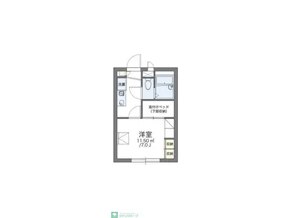 レオパレス雷塚(1K/1階)の間取り写真