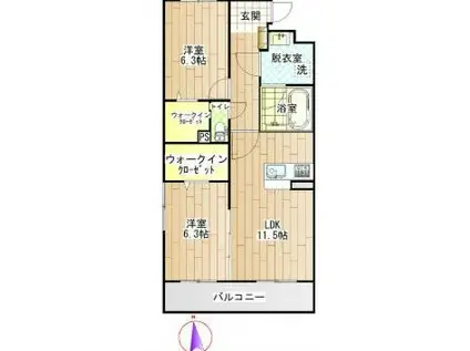 LUSORA OSATO(2LDK/3階)の間取り写真