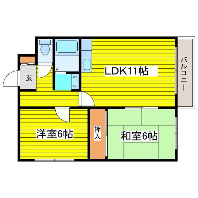 マンションえむず(2LDK/6階)の間取り写真