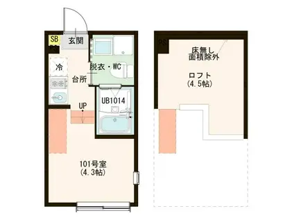 ハーモニーテラス東四つ木VII(ワンルーム/1階)の間取り写真