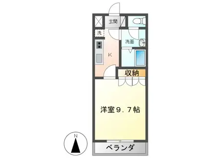 グリーンヒルズB(1K/2階)の間取り写真