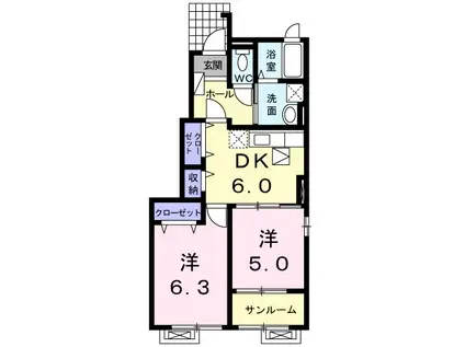 モデュロール A(2DK/1階)の間取り写真