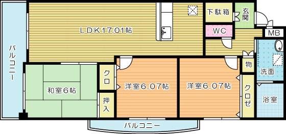 グラシューズ・エール(3LDK/5階)の間取り写真