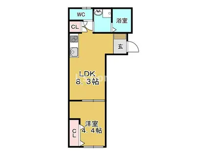 ラフィーノ泉中央(1LDK/1階)の間取り写真