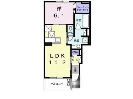 スキャット(1LDK/1階)の間取り写真