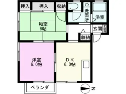 コーポエンゼルII(2DK/2階)の間取り写真