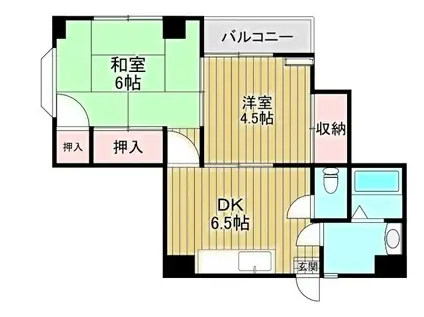 カーサKS(2DK/1階)の間取り写真