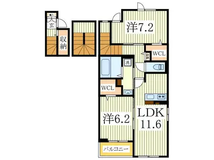 ココラ フェリーチェB(2LDK/3階)の間取り写真