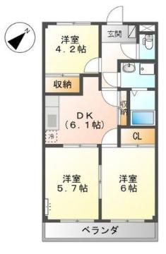 ドルチェ井上(3DK/1階)の間取り写真