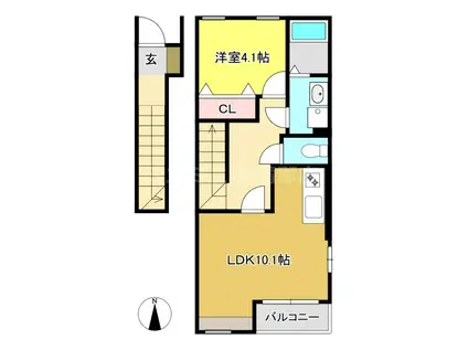 ひまわり(1LDK/2階)の間取り写真