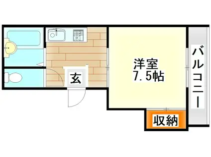 KMハイツV C棟(1K/1階)の間取り写真