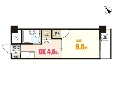 グレイス米田(1DK/4階)の間取り写真