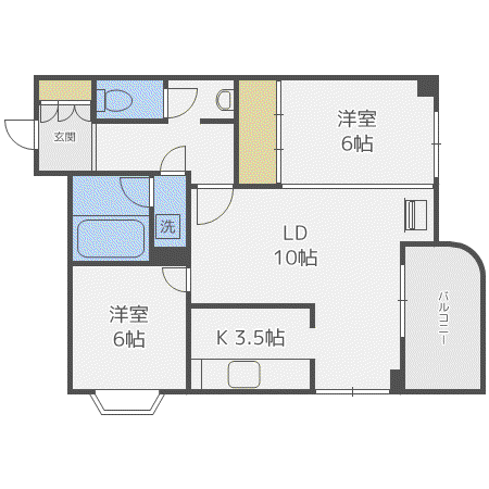 メゾンドブーケパーク(2LDK/6階)の間取り写真