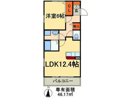 FOREST WIND(1LDK/1階)の間取り写真