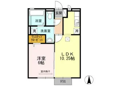 グランドソレイユ A棟(1LDK/1階)の間取り写真