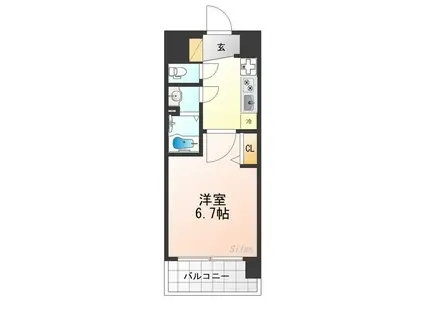 ソルテラス京都JUJO華(1K/3階)の間取り写真