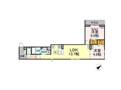セレスティア江戸川III(2LDK/1階)の間取り写真