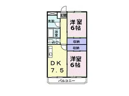 ハイツ上屋敷(2DK/1階)の間取り写真