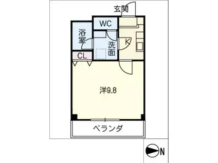 ヴェルファーレ六条(1K/1階)の間取り写真