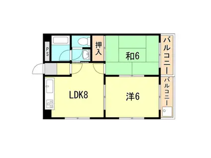 メイプル森友(2LDK/4階)の間取り写真
