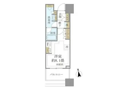 白金ザ・スカイ東棟(ワンルーム/14階)の間取り写真