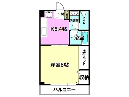 コーポユトリロ(1K/3階)の間取り写真