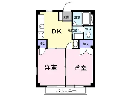 フレンドリーハイツ(2DK/2階)の間取り写真