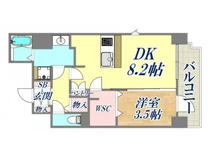 エステムコート神戸元町2ザ・サロン(1DK/2階)の間取り写真