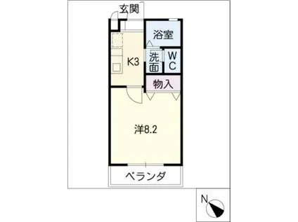 グリーンヒル若松A棟(1K/2階)の間取り写真