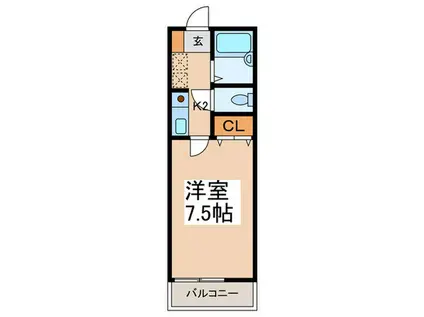 シャトル松原(1K/2階)の間取り写真