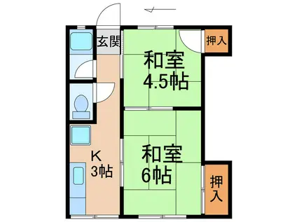 コーポ彩城(2K/2階)の間取り写真