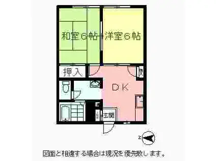 ビューテラス倉田(2DK/1階)の間取り写真