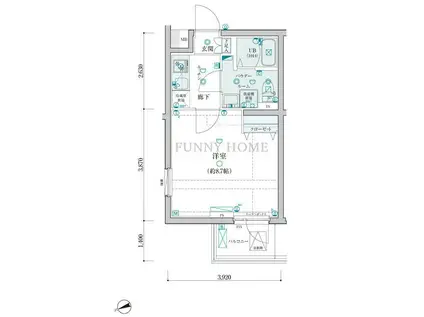 GENOVIA桜上水SKYGARDEN(1K/2階)の間取り写真