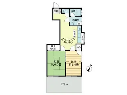 アテネハイツ(2DK/1階)の間取り写真