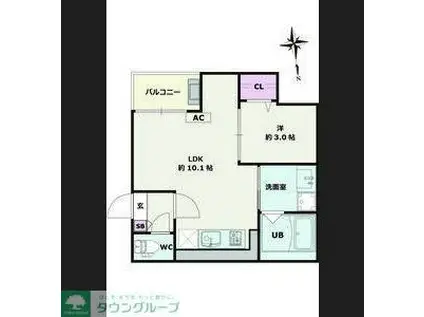 JACK SHIBATAHONDORII(1LDK/3階)の間取り写真