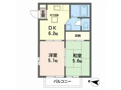 ディアス柏木(2DK/1階)の間取り写真