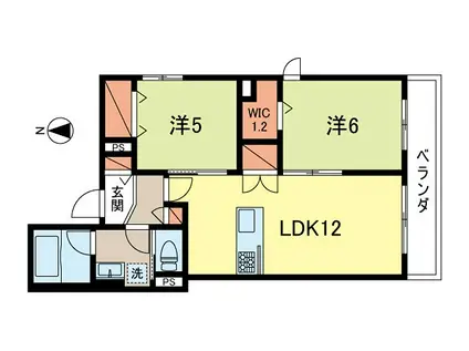 CREST I(2LDK/2階)の間取り写真