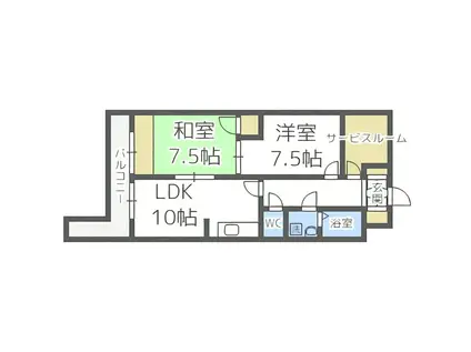エクレール羊ヶ丘(2LDK/1階)の間取り写真