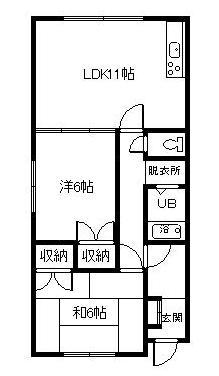 リバティーハイツ(2LDK/2階)の間取り写真