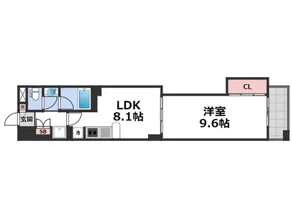 CITY SPIRE上町台(1LDK/6階)の間取り写真