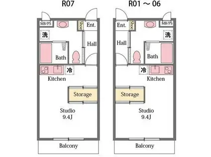 ドルチェヴィータII(ワンルーム/1階)の間取り写真