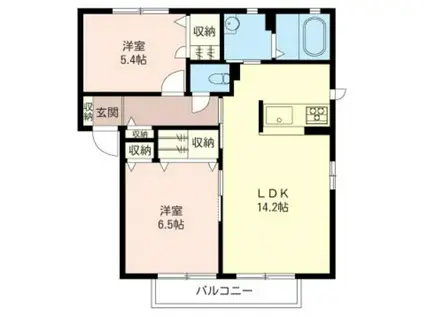 ファミールB(2LDK/1階)の間取り写真